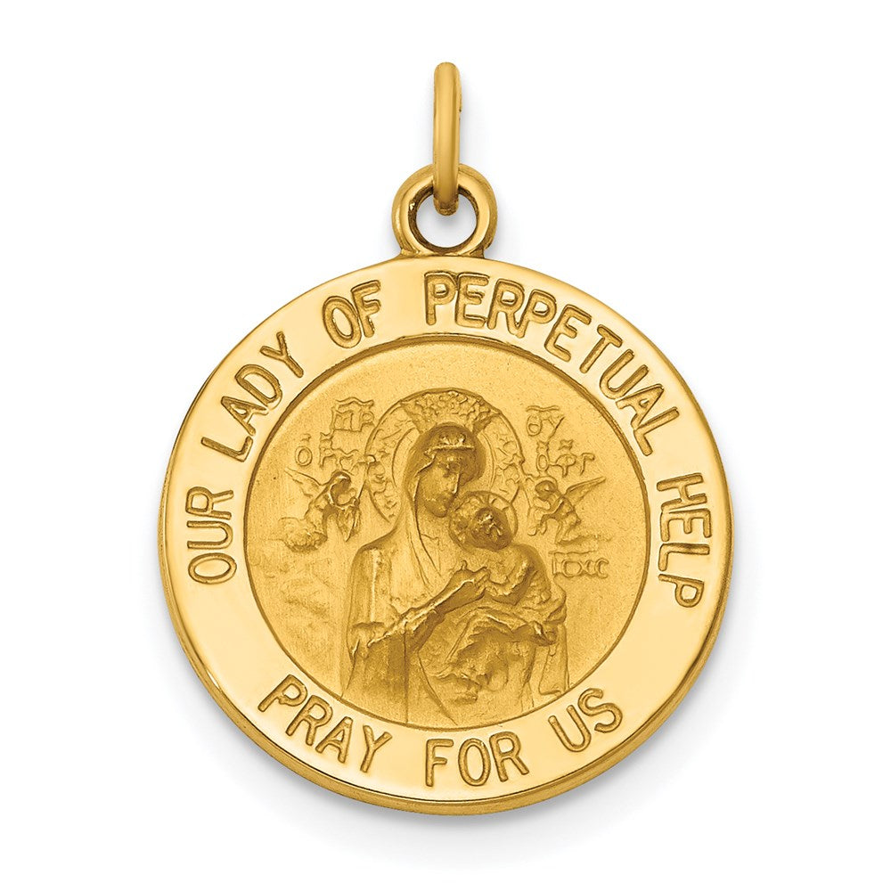 14k Yellow Gold 15.25 mm Our Lady of Perpetual Help Medal Charm (1.19 grams)