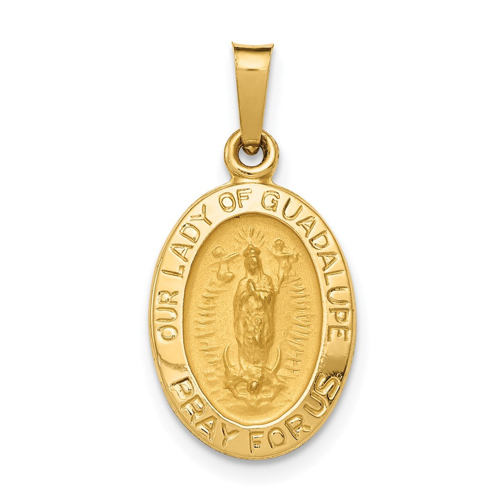 14k Yellow Gold 11 mm Hollow Our Lady Of Guadalupe Medal Charm (0.92 grams)