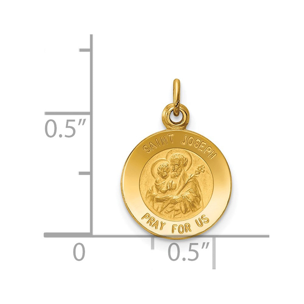 14k Yellow Gold 12 mm Saint Joseph Medal Charm (0.76 grams)