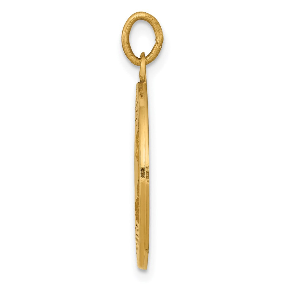 14k Yellow Gold 19 mm Saint Theresa Medal Charm (2.38 grams)