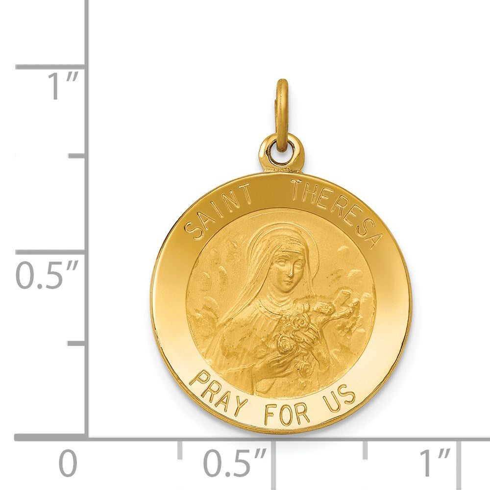 14k Yellow Gold 19 mm Saint Theresa Medal Charm (2.38 grams)