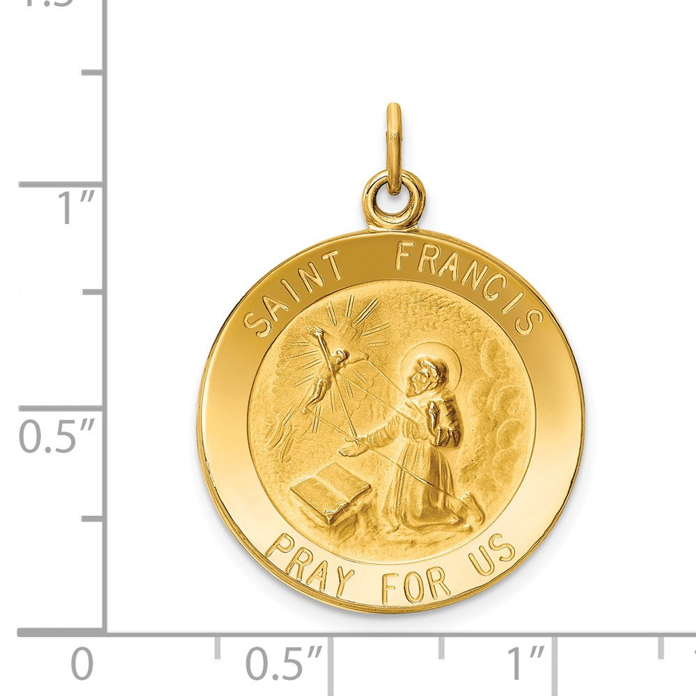 14k Yellow Gold 23 mm Saint Francis Medal Pendant (3.33 grams)