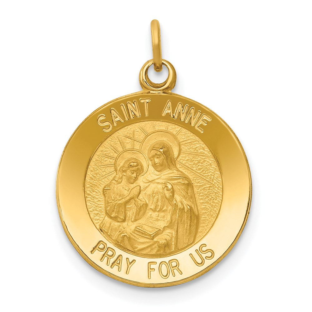 14k Yellow Gold 15.5 mm Saint Anne Medal Charm (1.19 grams)