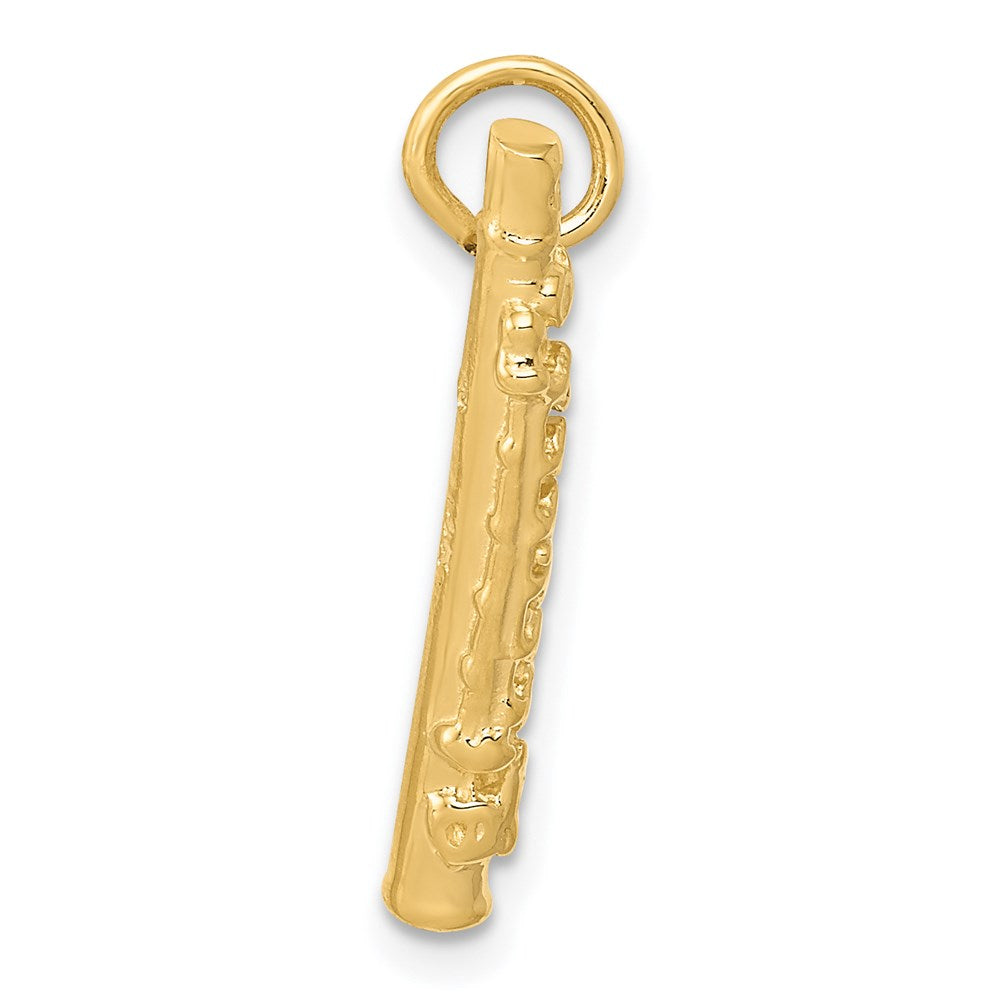 14k Yellow Gold 7 mm 3-D Polished Flute Charm (1.59 grams)