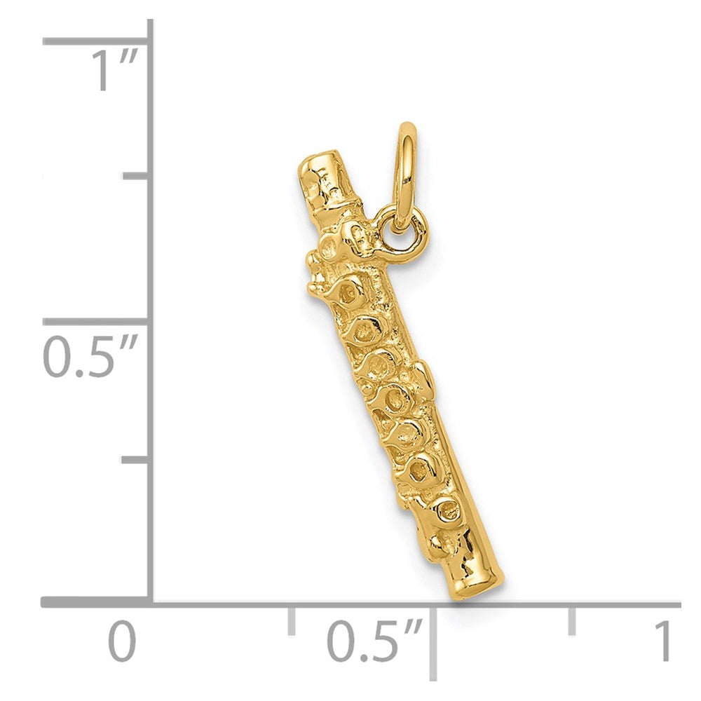 14k Yellow Gold 7 mm 3-D Polished Flute Charm (1.59 grams)