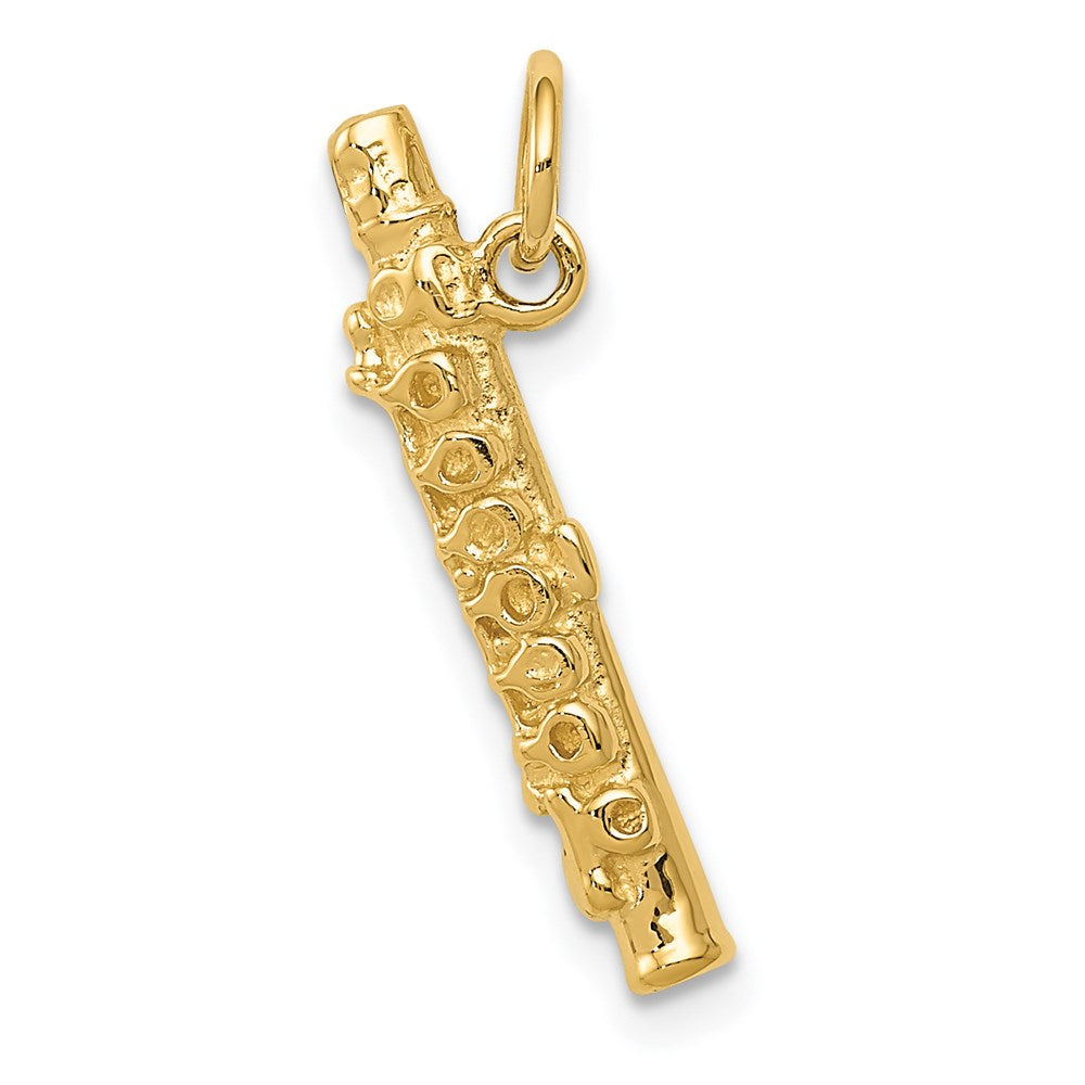 14k Yellow Gold 7 mm 3-D Polished Flute Charm (1.59 grams)