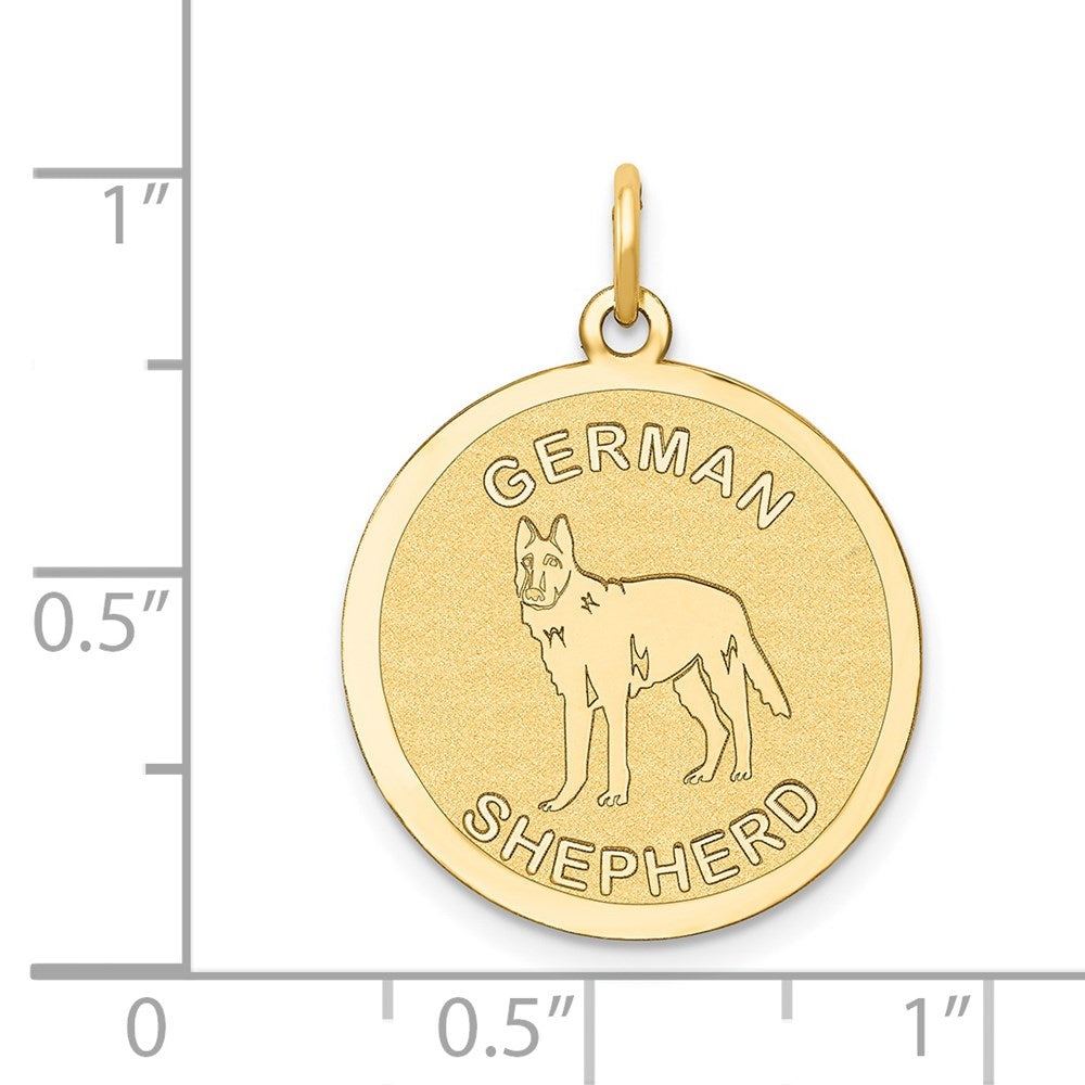 14k Yellow Gold 20 mm German Shepherd Disc Charm (1.02 grams)