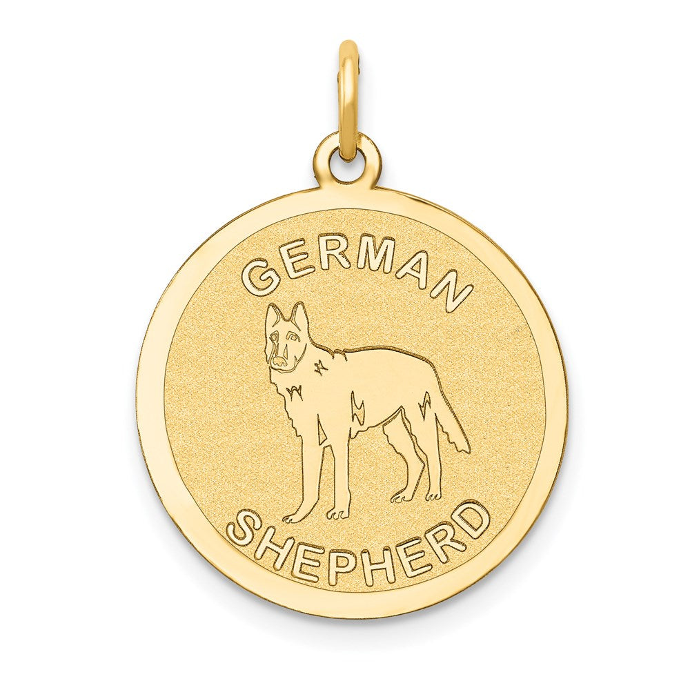 14k Yellow Gold 20 mm German Shepherd Disc Charm (1.02 grams)