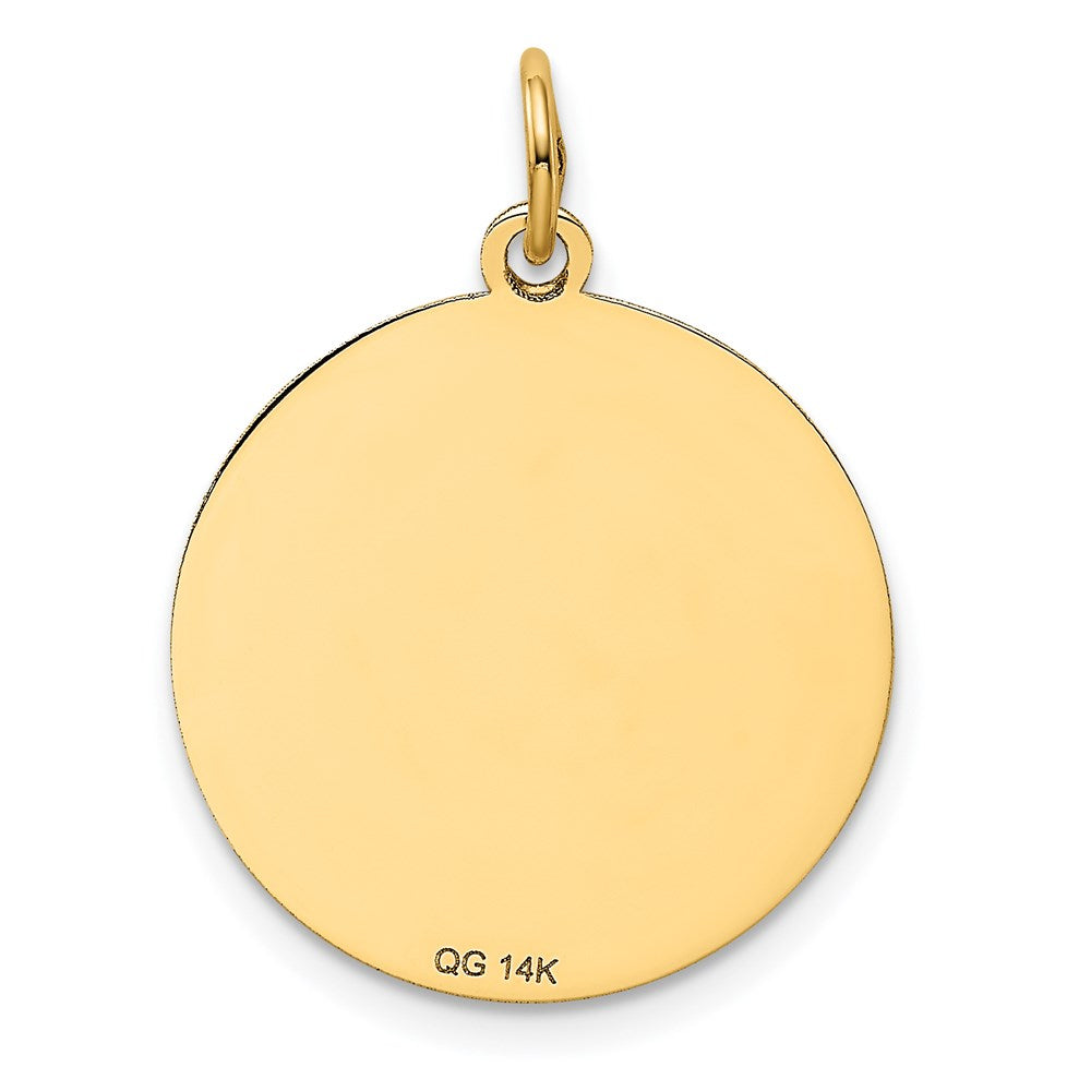14k Yellow Gold 20 mm Poodle Disc Charm (1.03 grams)