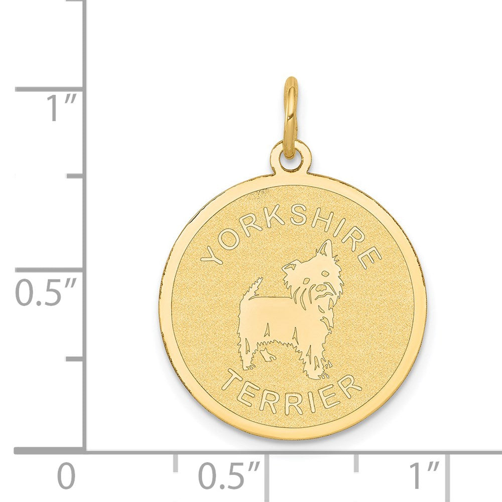 14k Yellow Gold 20 mm Yorkshire Terrier Disc Charm (1.05 grams)