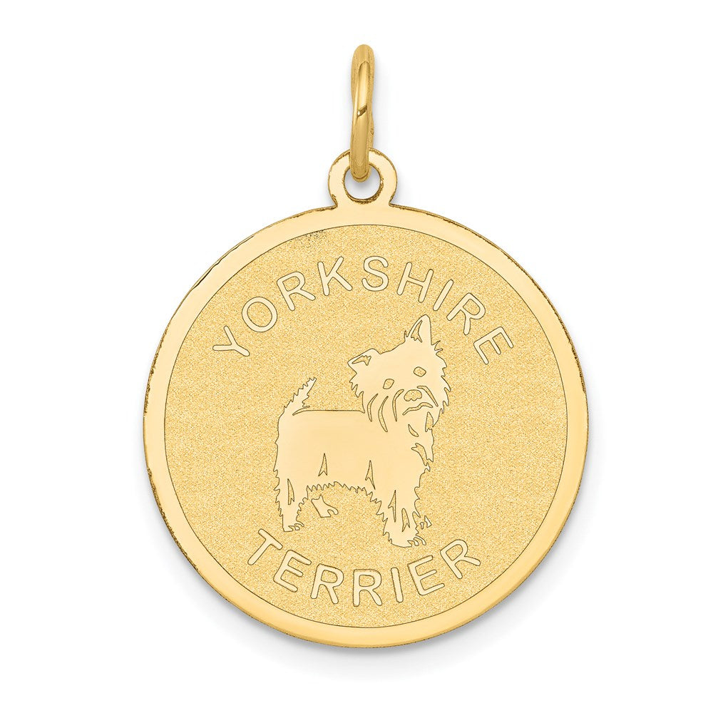 14k Yellow Gold 20 mm Yorkshire Terrier Disc Charm (1.05 grams)