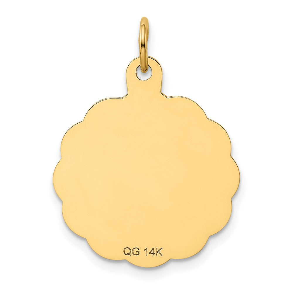 14k Yellow Gold 20 mm Baseball Disc Charm (1.02 grams)