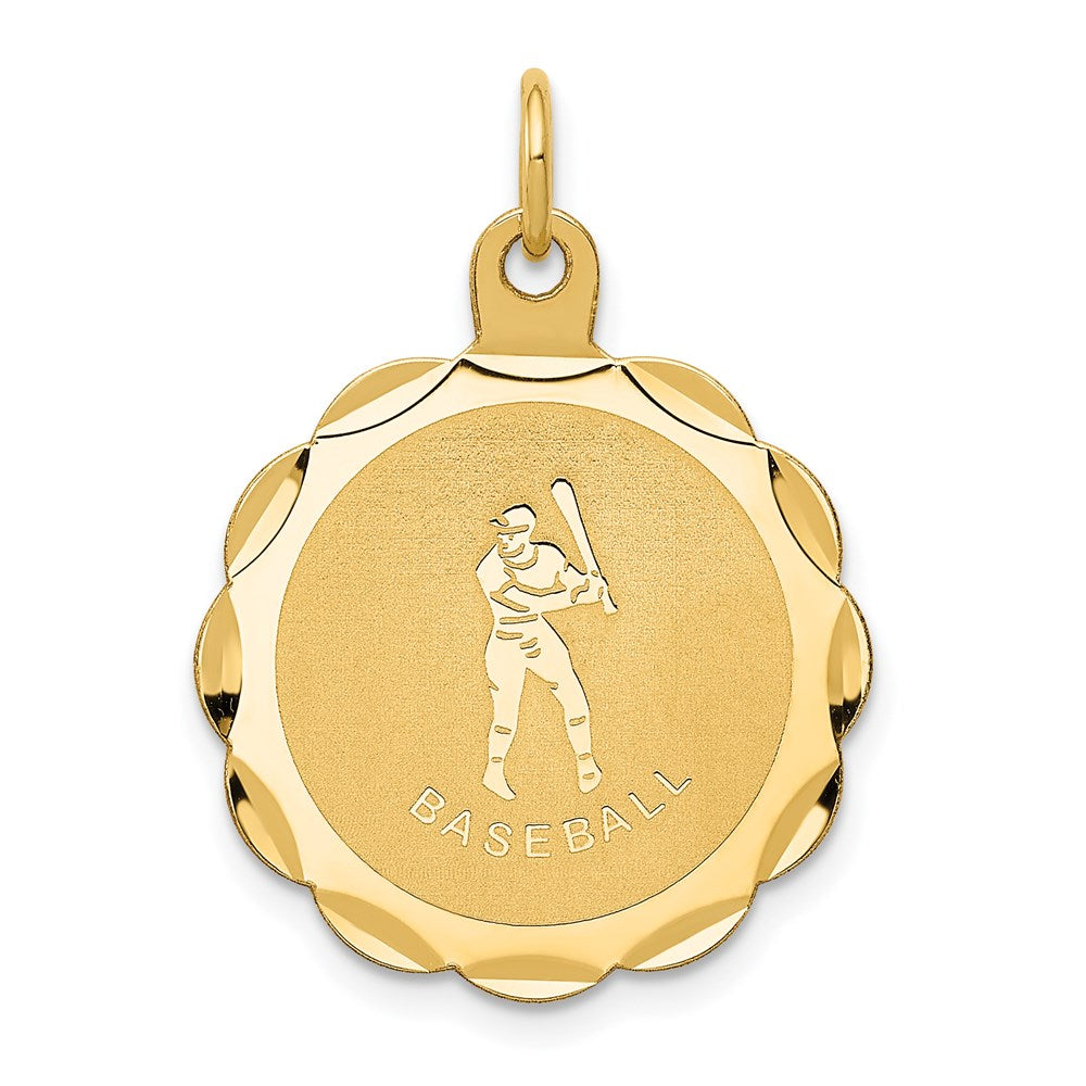 14k Yellow Gold 20 mm Baseball Disc Charm (1.02 grams)