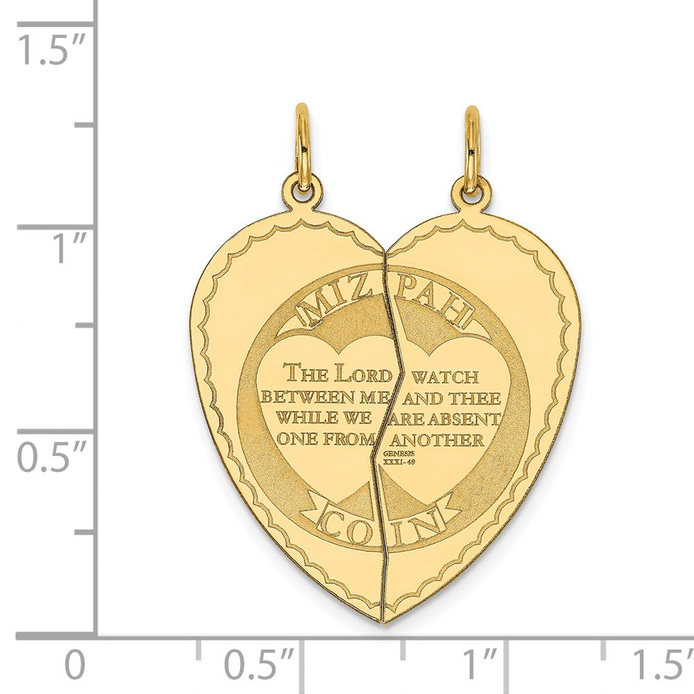 14k Yellow Gold 26 mm 2-piece Mizpah Charm (1.91 grams)