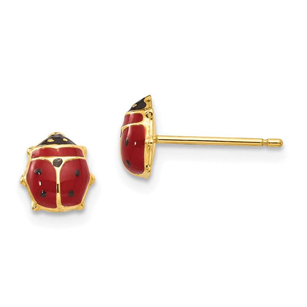 14k Enameled Ladybug Post Earrings (0.46 grams)