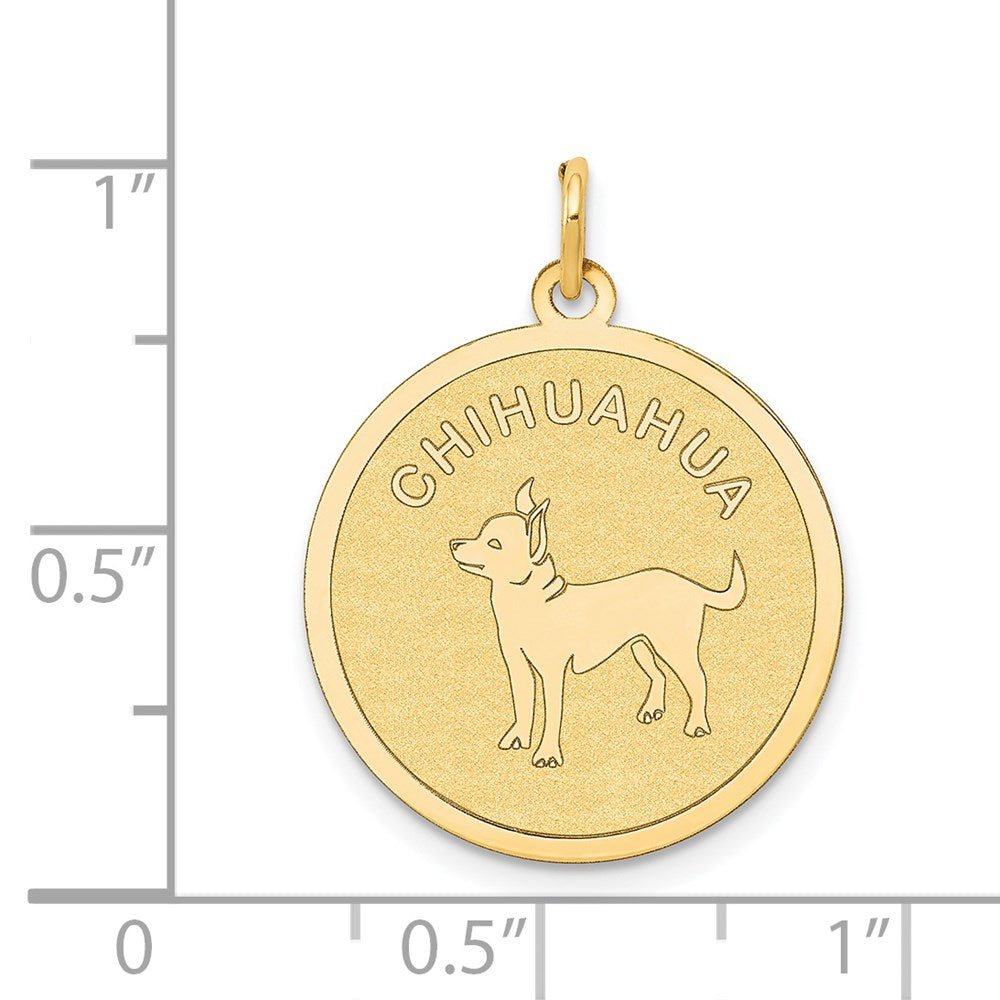 14k Yellow Gold 20 mm Chihuahua Disc Charm (1.04 grams)