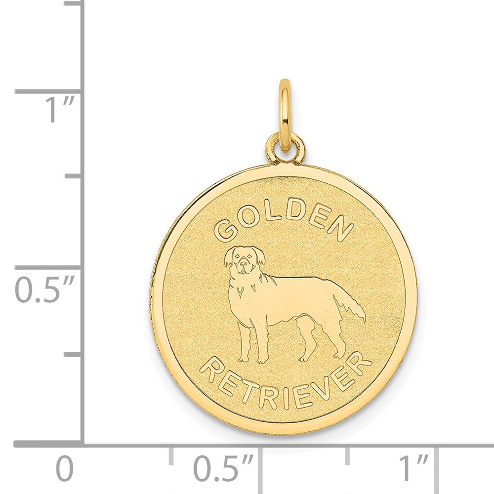 14k Yellow Gold 20 mm Golden Retriever Disc Charm (1.03 grams)