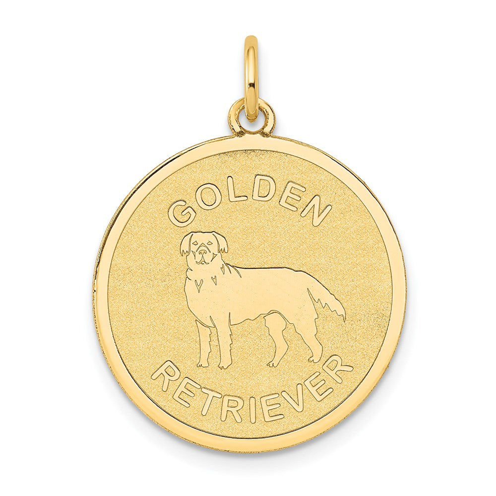 14k Yellow Gold 20 mm Golden Retriever Disc Charm (1.03 grams)