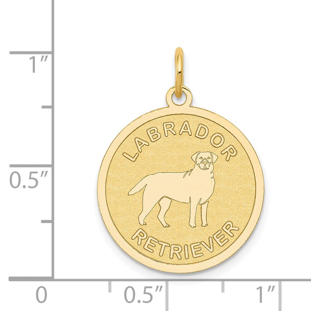14k Yellow Gold 20 mm Labrador Retriever Disc Charm (1.05 grams)