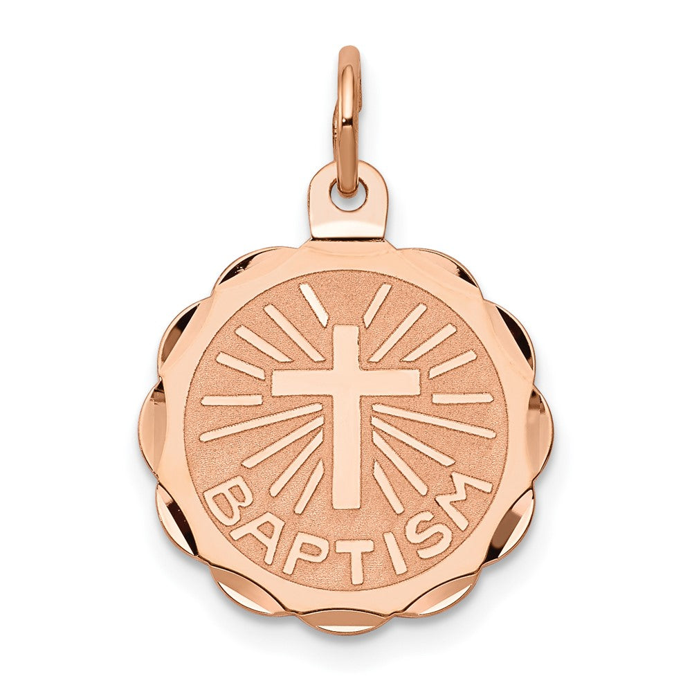 14k Rose Gold 16 mm Baptism Charm (0.77 grams)