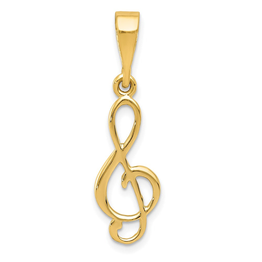 14k Yellow Gold 10 mm Treble Clef Charm (1.21 grams)