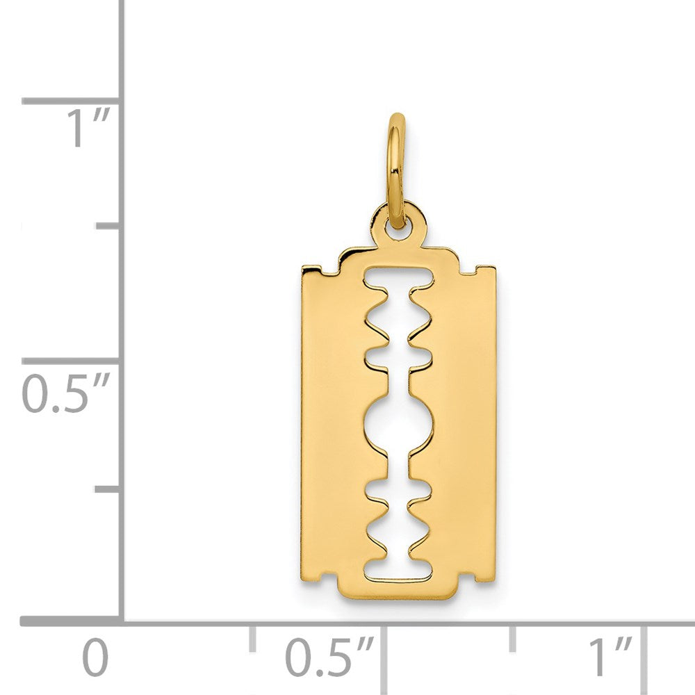 14k Yellow Gold 12 mm Polished Razor Blade Charm (0.58 grams)