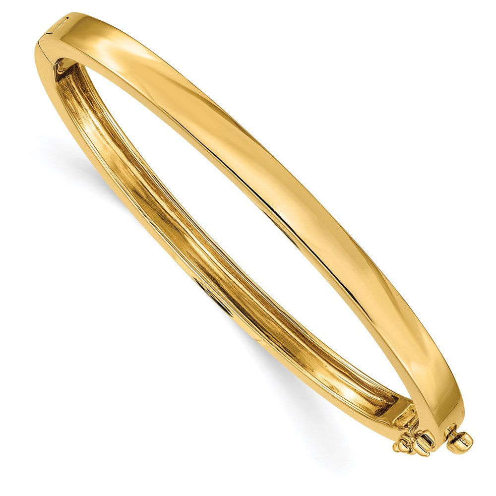 14k Yellow Gold 5.3 mm Polished Solid Hinged Bangle Bracelet (23.15 grams)