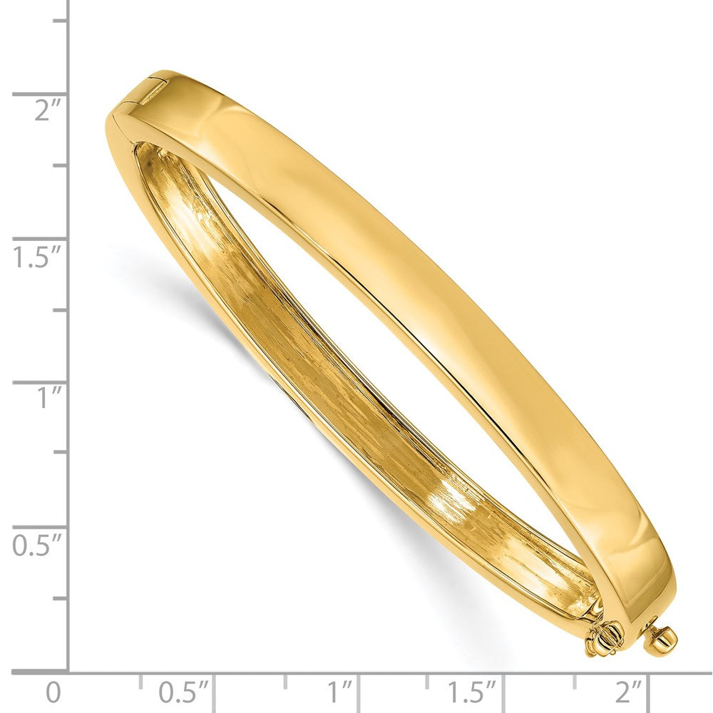 14k Yellow Gold 6.3 mm Polished Solid Hinged Bangle Bracelet (21.1 grams)