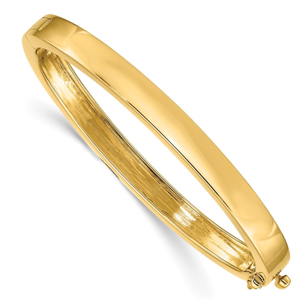 14k Yellow Gold 6.3 mm Polished Solid Hinged Bangle Bracelet (21.1 grams)