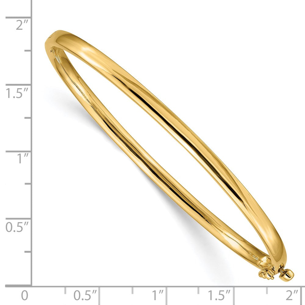 14k Yellow Gold 3.6 mm Polished Solid Hinged Bangle Bracelet (16.36 grams)