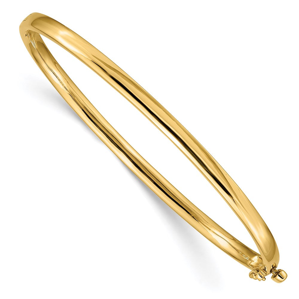 14k Yellow Gold 3.6 mm Polished Solid Hinged Bangle Bracelet (16.36 grams)