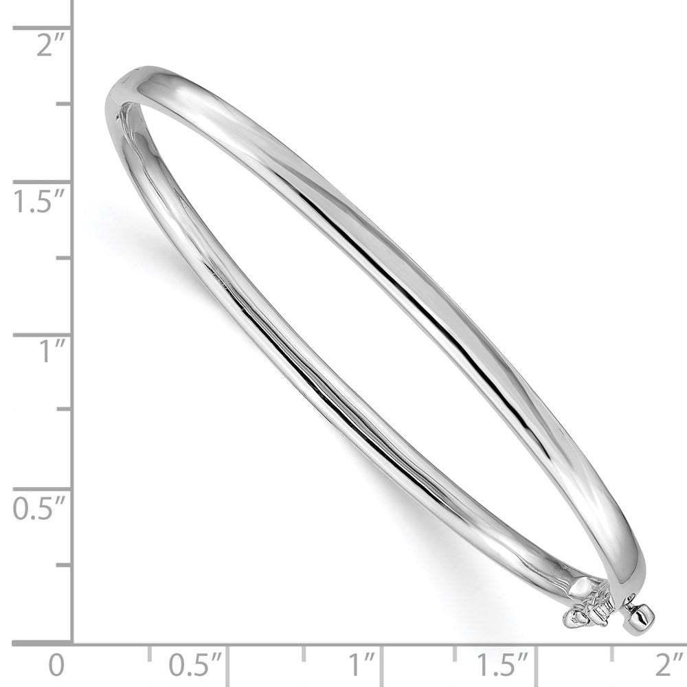 14k White Gold 3.6 mm Polished Solid Hinged Bangle Bracelet (16.27 grams)