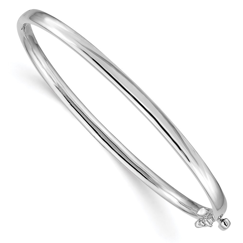 14k White Gold 3.6 mm Polished Solid Hinged Bangle Bracelet (16.27 grams)