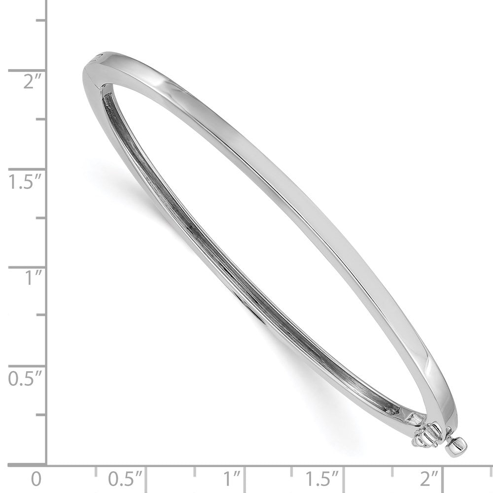 14k White Gold 2.5 mm Polished Solid Hinged Bangle (16.13 grams)