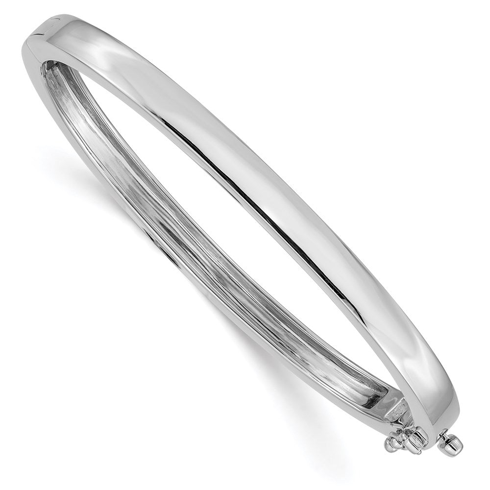 14k White Gold 5.3 mm Polished Solid Hinged Bangle Bracelet (23.6 grams)