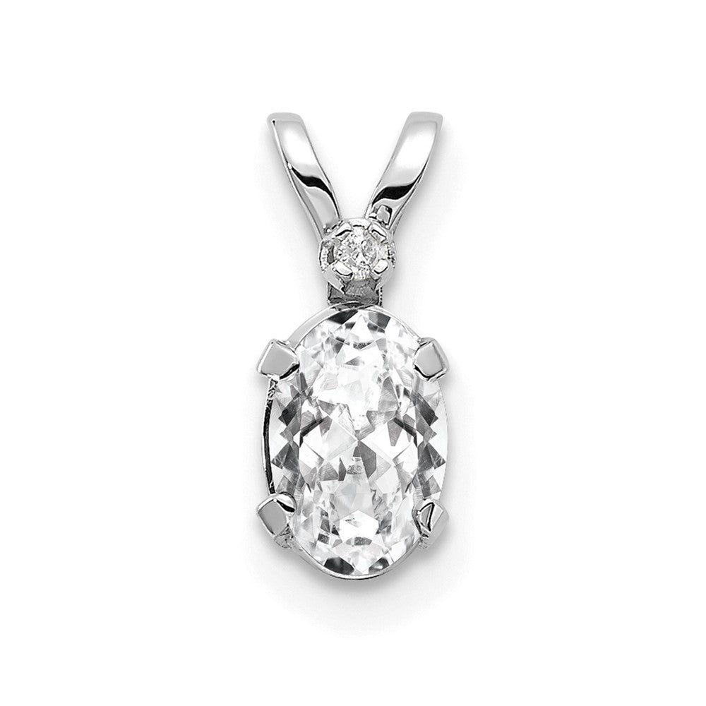 14K White Gold Diamond and White Topaz Birthstone Pendant (0.23 grams)