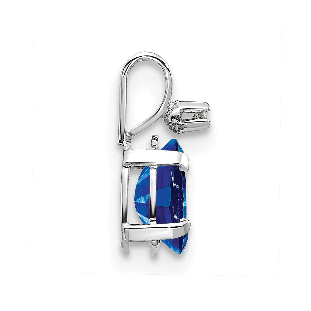 14K White Gold Diamond and Sapphire Birthstone Pendant (0.23 grams)