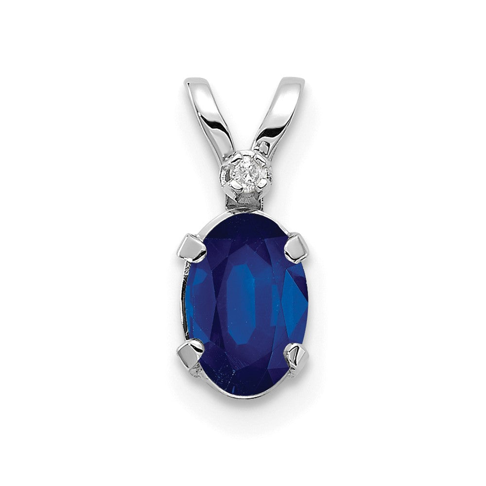14K White Gold Diamond and Sapphire Birthstone Pendant (0.23 grams)