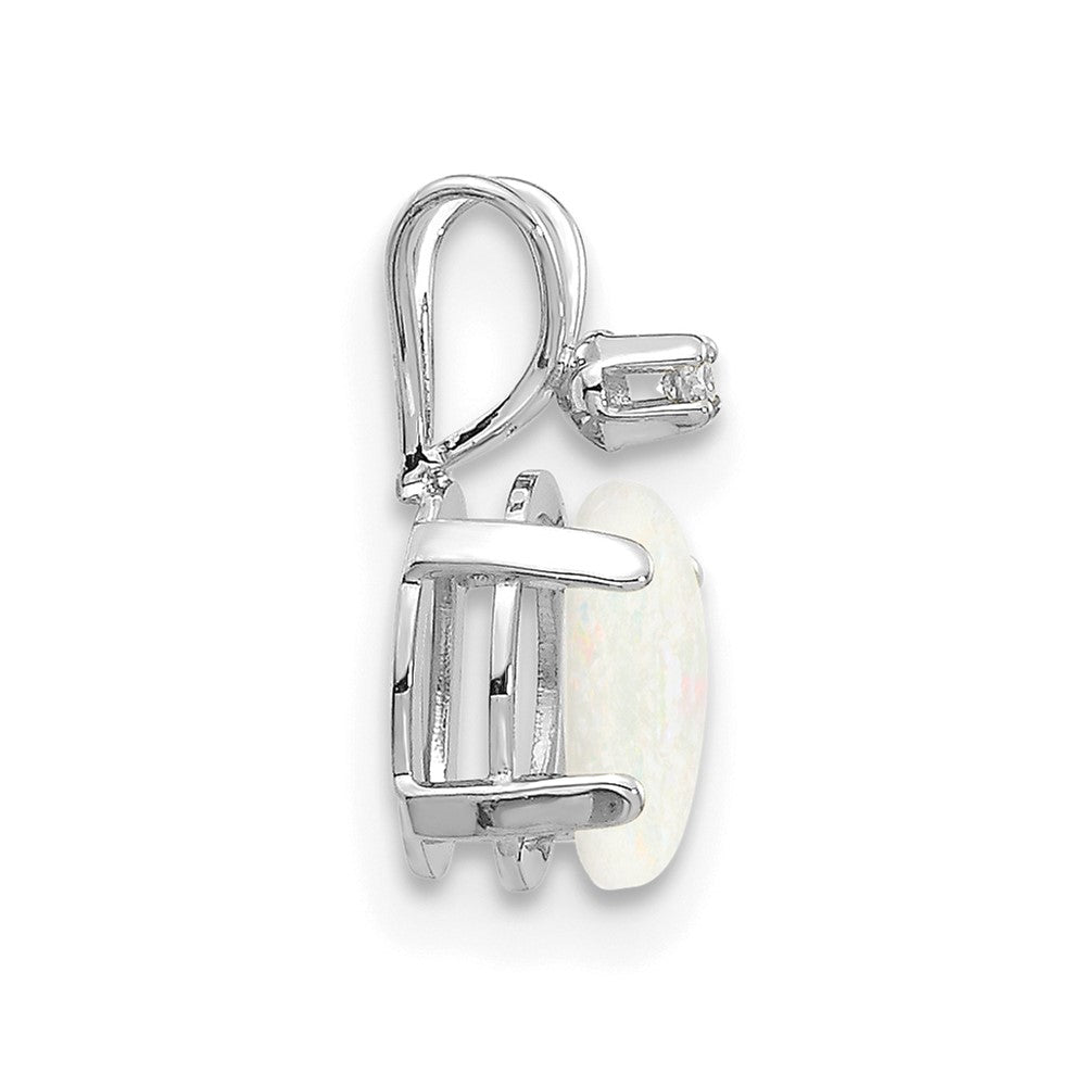 14K White Gold Diamond and Opal Birthstone Pendant (0.23 grams)