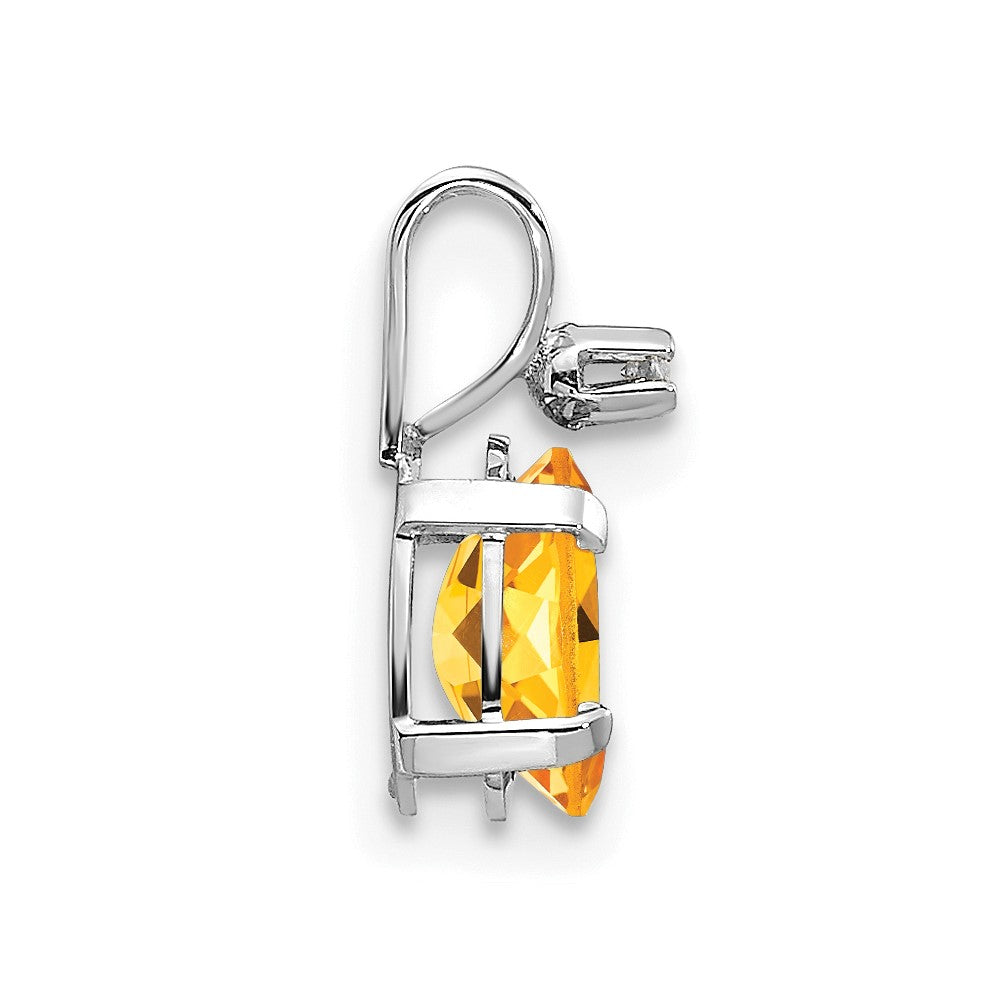 14K White Gold Diamond and Citrine Birthstone Pendant (0.23 grams)