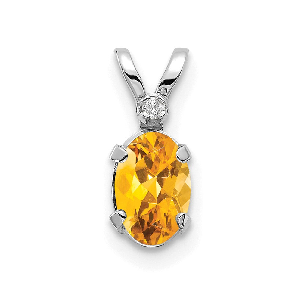 14K White Gold Diamond and Citrine Birthstone Pendant (0.23 grams)