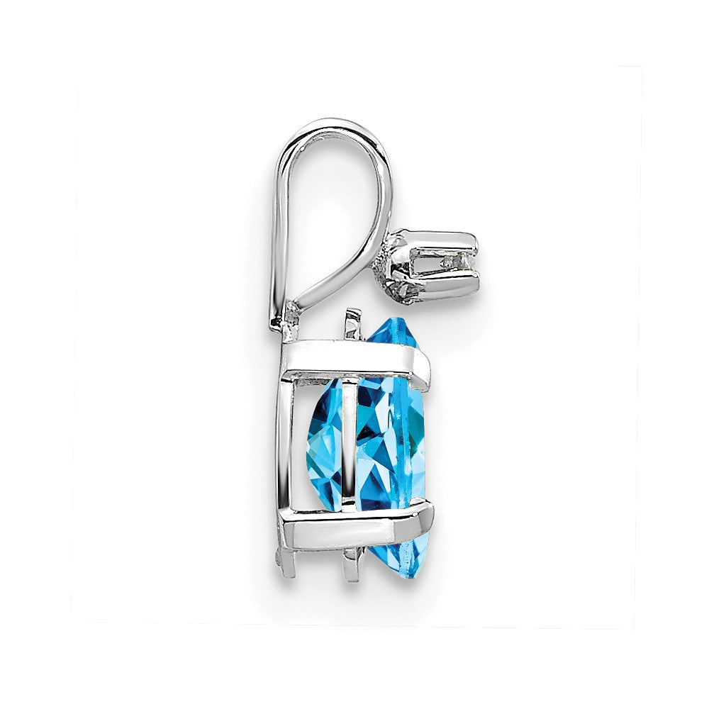 14K White Gold Diamond and Blue Topaz Birthstone Pendant (0.23 grams)