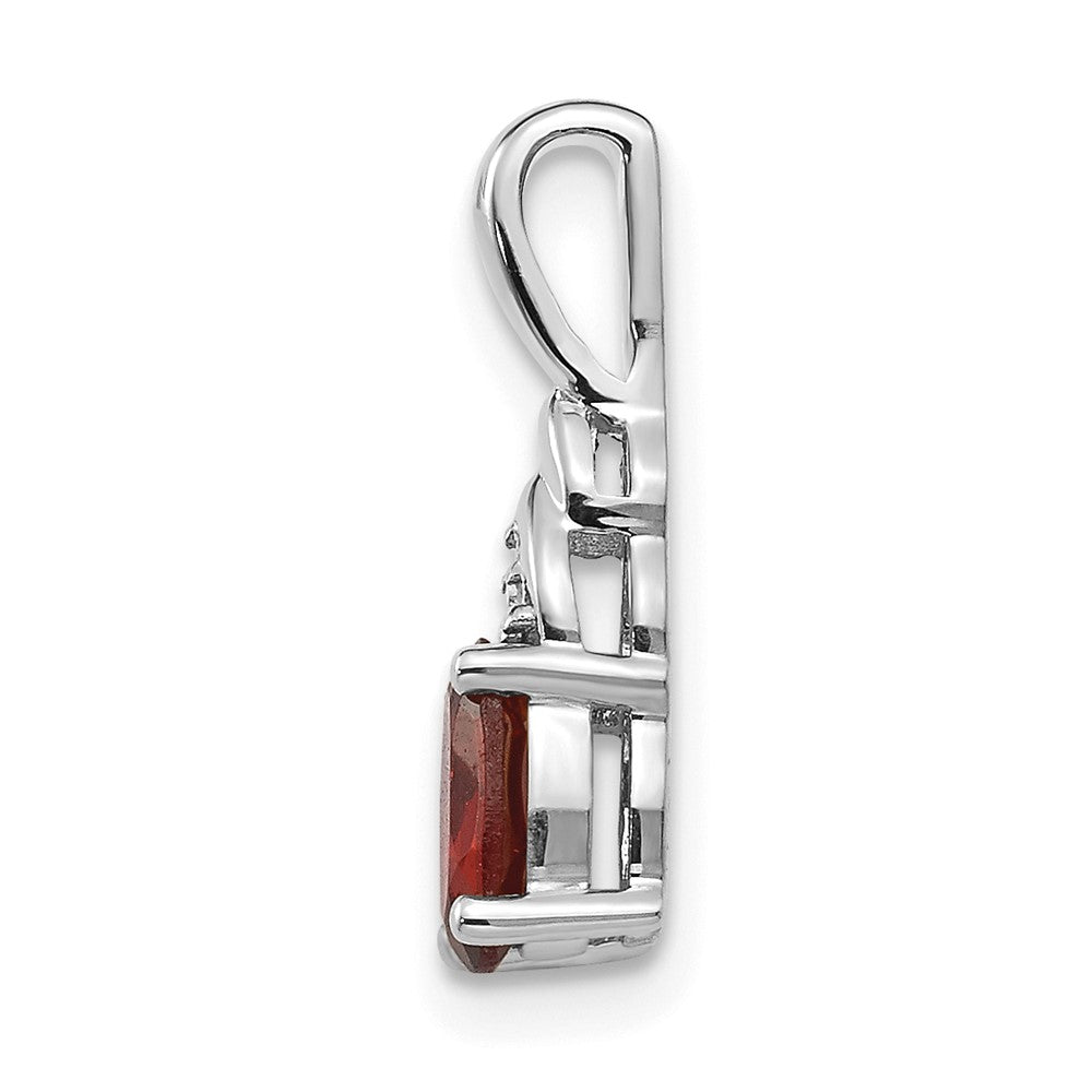 14k White Gold Garnet and Diamond Pendant (0.6 grams)