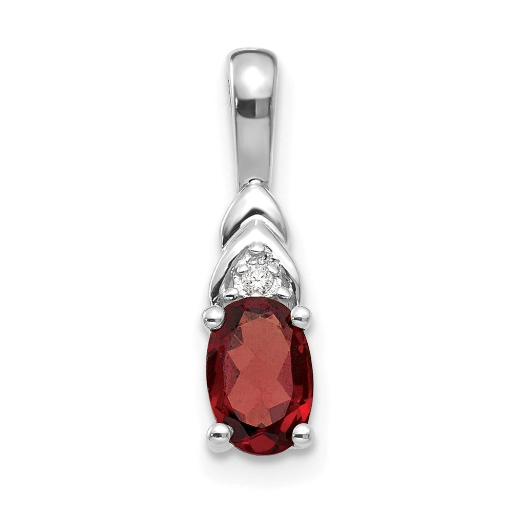 14k White Gold Garnet and Diamond Pendant (0.6 grams)