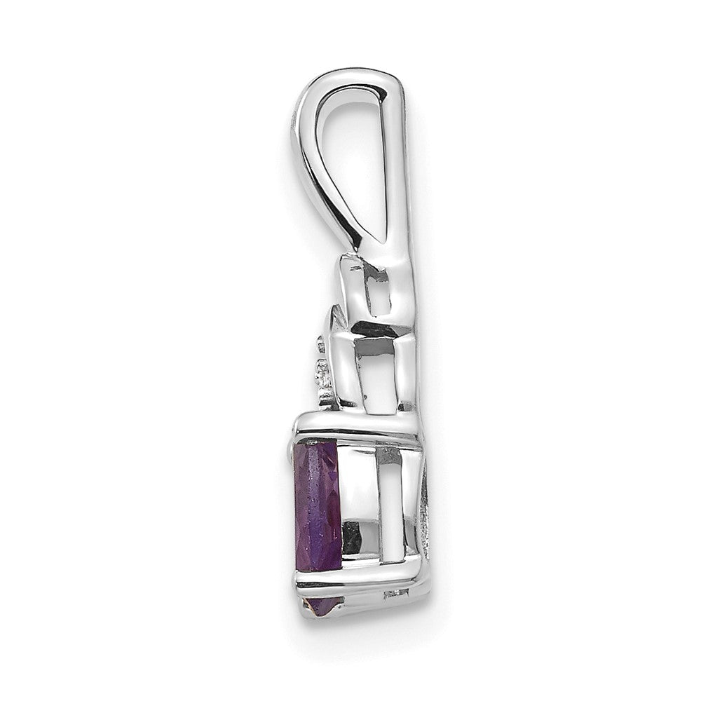 14k White Gold Amethyst and Diamond Pendant (0.6 grams)