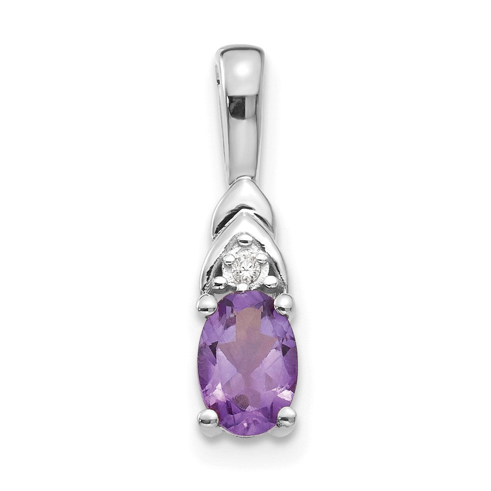 14k White Gold Amethyst and Diamond Pendant (0.6 grams)