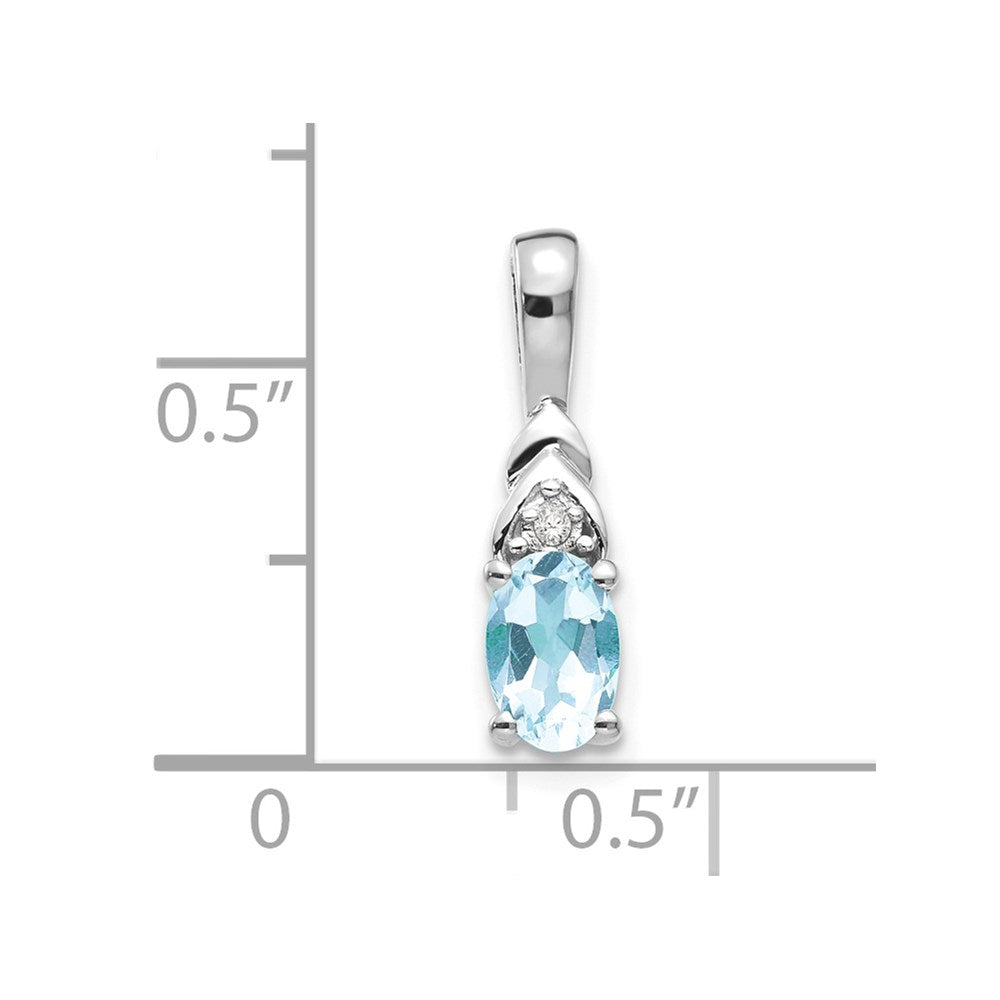 14k White Gold Aquamarine and Diamond Pendant (0.6 grams)