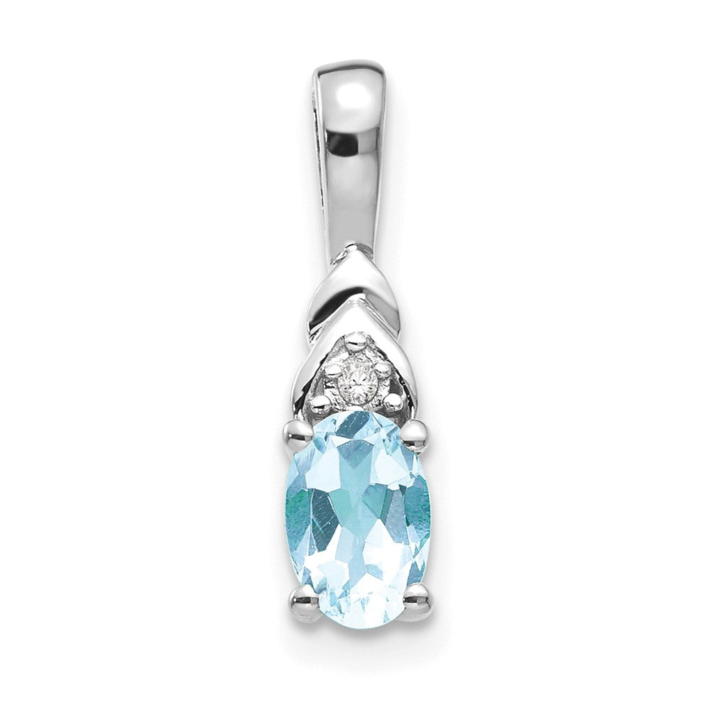 14k White Gold Aquamarine and Diamond Pendant (0.6 grams)