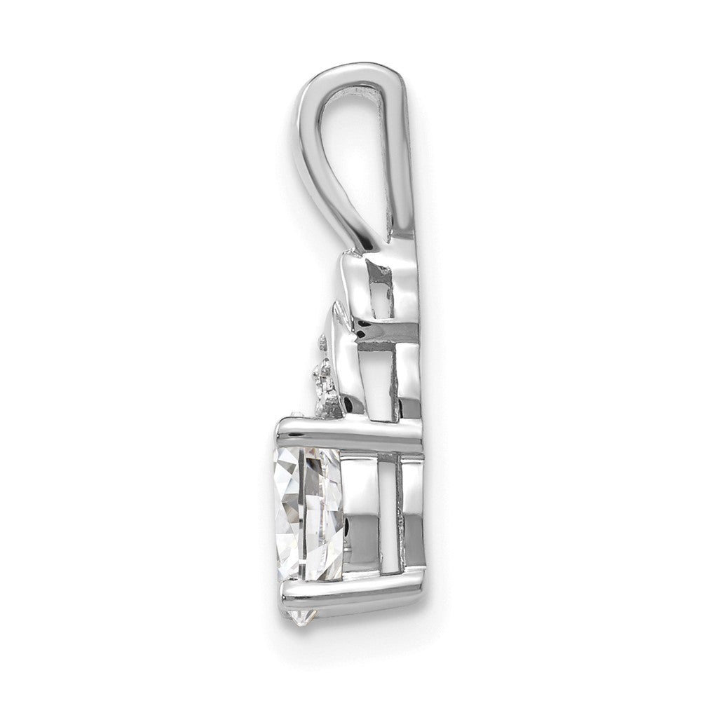 14k White Gold White Topaz and Diamond Pendant (0.6 grams)