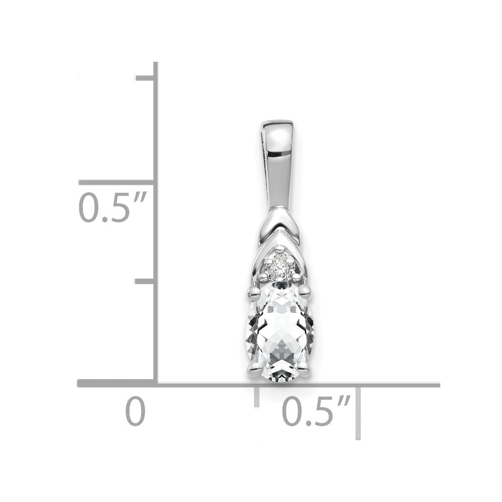 14k White Gold White Topaz and Diamond Pendant (0.6 grams)